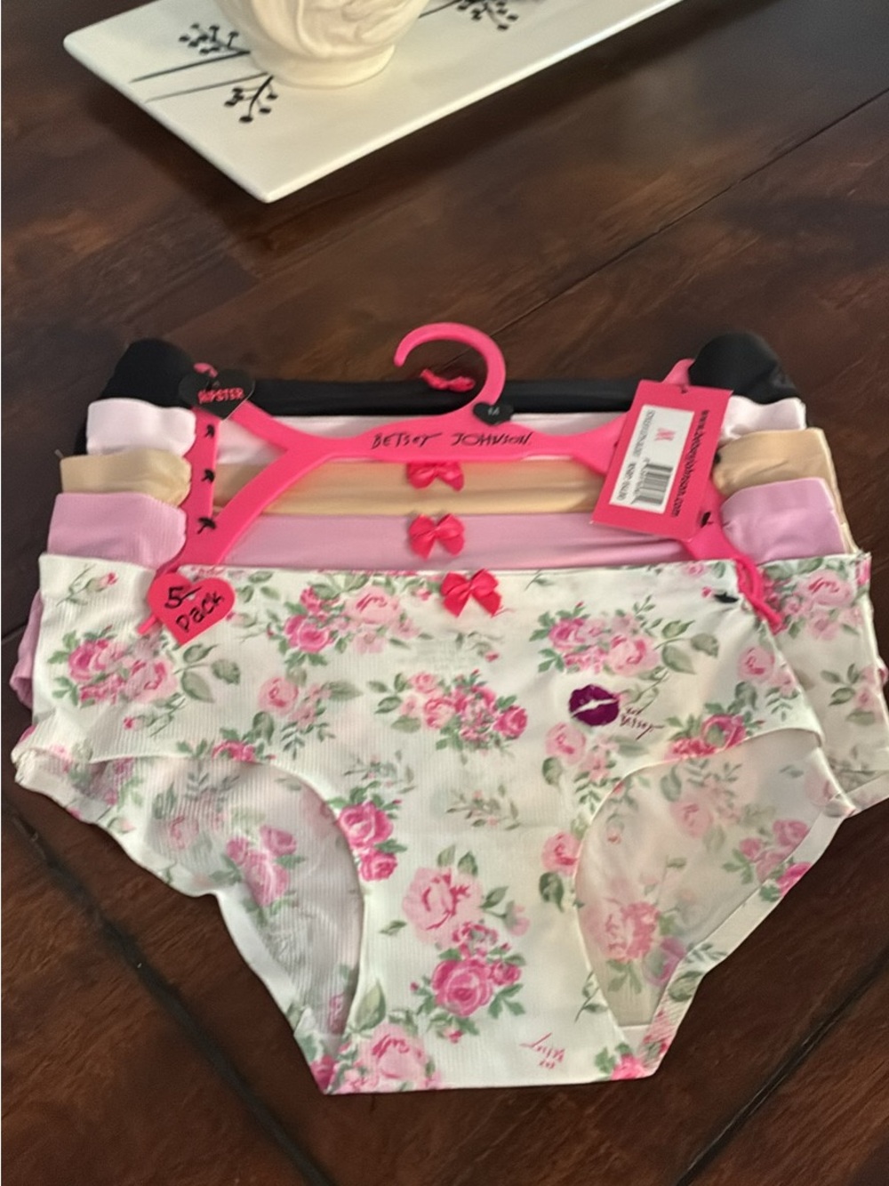 Betsey Johnson Pink Floral and multi color hipster panties women’s size med